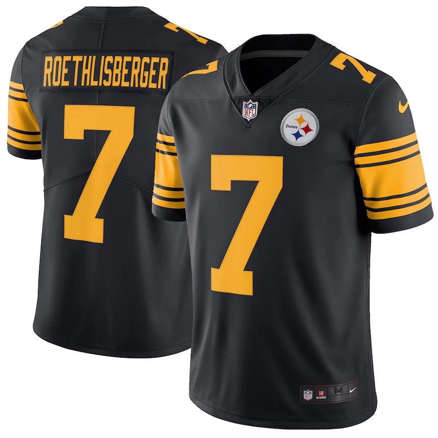 Men Pittsburgh Steelers 7 Ben Roethlisberger Nike Black Vapor Color Rush Limited NFL Jersey